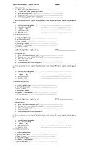 English Worksheet: diagnostic test 