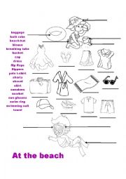 English Worksheet: Clothes at the beach
