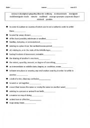 English Worksheet: vocabulary/explanations 8