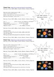 English Worksheet: Planet Song