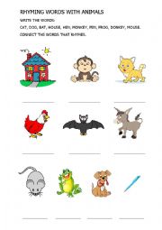 Rhyming words with animals