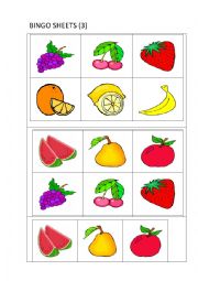 English Worksheet: Fruit bingo