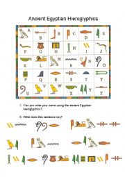 English Worksheet: Hieroglyphics