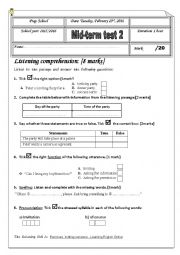 English Worksheet: mid term test 2