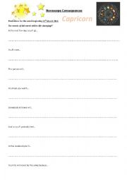 English Worksheet: Horoscope Consequences Future predictions
