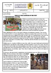 English Worksheet: Child labour - global test