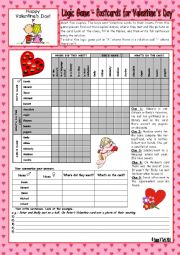 Logic game (67th) - Postcards for Valentines Day *** with key *** fully editable