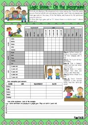 English Worksheet: Logic game (68th) - On the playground *** with key *** fully editable