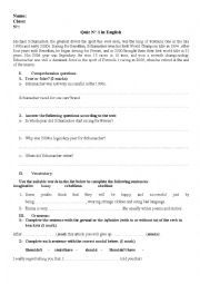 English Worksheet: comprehension and grammar tests for upper intermediate 