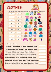 English Worksheet: Clothes. Part-2