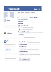 English Worksheet: Facebook profile