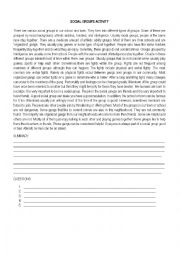 English Worksheet: SOCIAL GROUPS