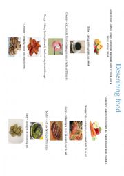 English Worksheet: Describing food - Adjectives