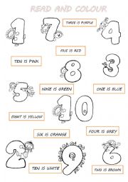 English Worksheet: READ AND COLOUR