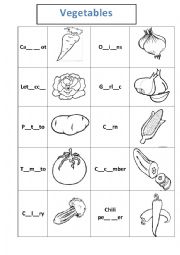 English Worksheet: vegetables