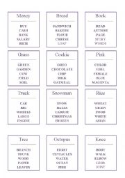 English Worksheet: Language Taboo Game