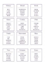 English Worksheet: Language Taboo Game