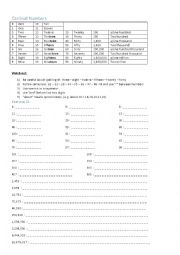 English Worksheet: Cardinal numbers