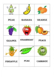 English Worksheet: Fruits and vegetables flashcards