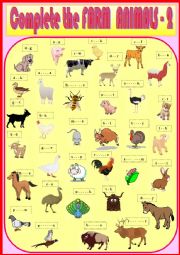 English Worksheet: Complete the Farm Animals 2 