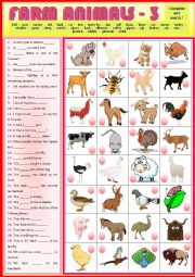 English Worksheet: Match the sentences with the Farm Animals 3   