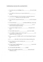 English Worksheet: Zero, first, second and third conditional exercises