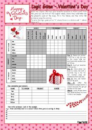 Logic game (70th) - Valentines Day *** with key *** fully editable