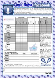 English Worksheet: Logic game (71s) - Facebook nr2 *** with key *** fully editable