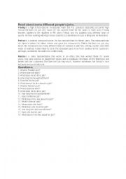 English Worksheet: Reading Comprehension - JOBS