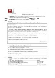 English Worksheet: diagnostic test