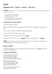 English Worksheet: poetry
