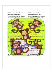 NUMBERS. Five little monkeys worksheet