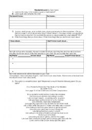 English Worksheet: Wonderful World