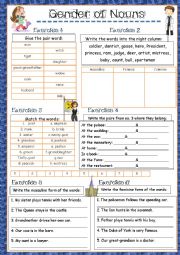 English Worksheet: The Gender of Nouns