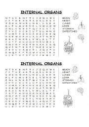 English Worksheet: Internal organs