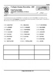 English Worksheet: BINGO COMPOUND ADJECTIVES 