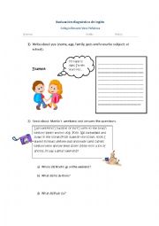 English Worksheet: Test for 6th grade - Fully editable