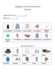 English Worksheet: Shopping for Clothes and Accesories