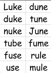 phonics game for practicing long vowel u_e and short vowel u