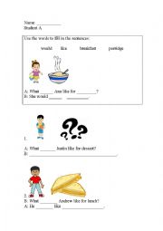 English Worksheet: Pairwork What would you like...?