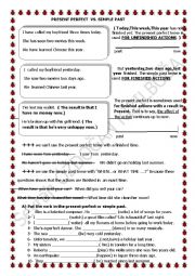 English Worksheet: the present perfect vs the simple paast