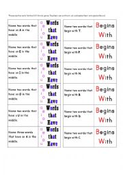 English Worksheet: vowels game