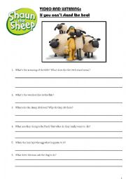 English Worksheet: worksheet Shaun the sheep