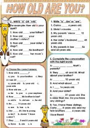 English Worksheet: HOW OLD ARE YOU