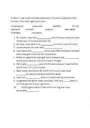 English Worksheet: Adjectives for Emotions/Feelings 