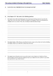 English Worksheet: The curious incident of the dog in the night time