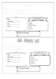 English Worksheet: All about me