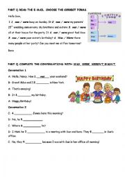 English Worksheet: past tense to be