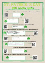 English Worksheet: Saint Patricks Day Quiz with QR codes