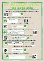 Saint Patricks Day Quiz with QR codes